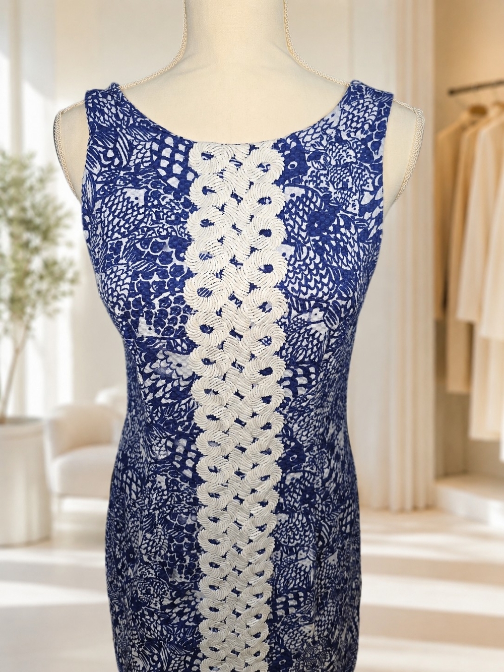 Lilly Pulitzer Blue White Embroidered Shift Dress Size 8 - Picture 5 of 7